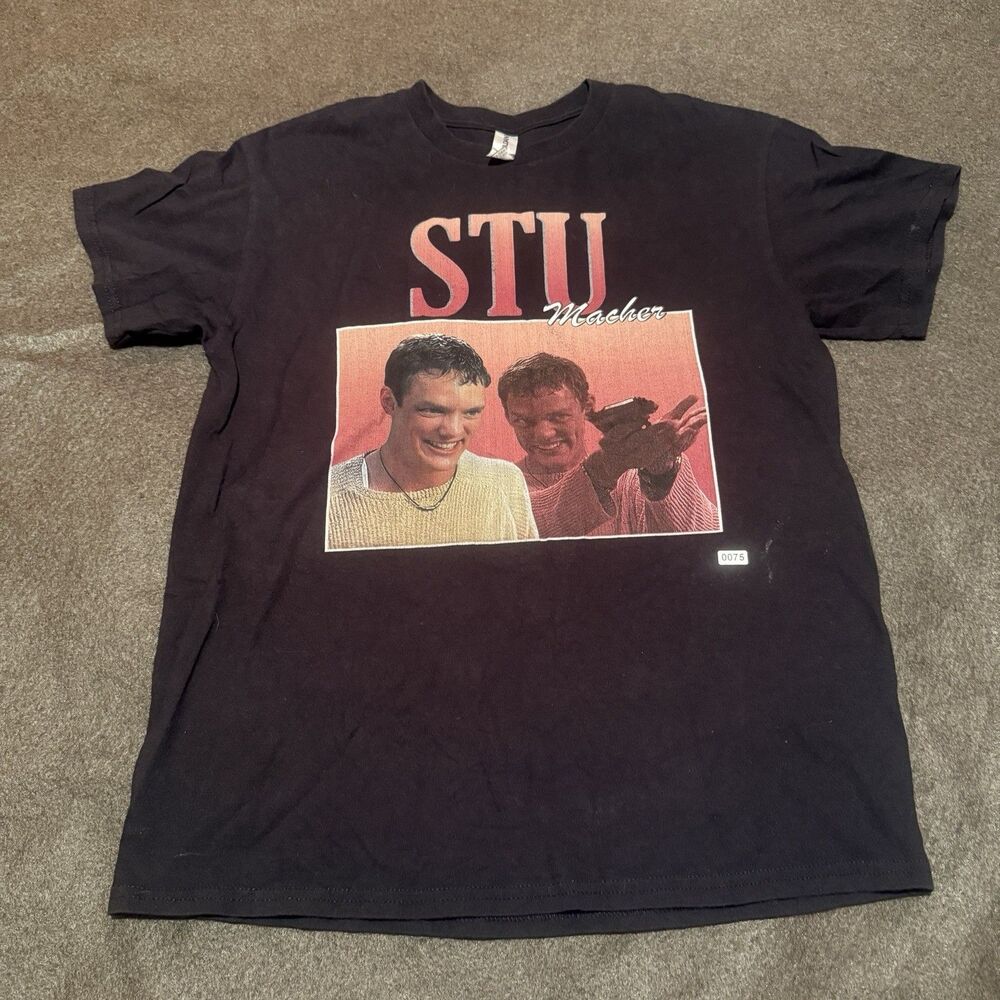 Gildan Stu Macher Mens TShirt M Medium Black Short Sleeve Graphic Tee Shirt 0075